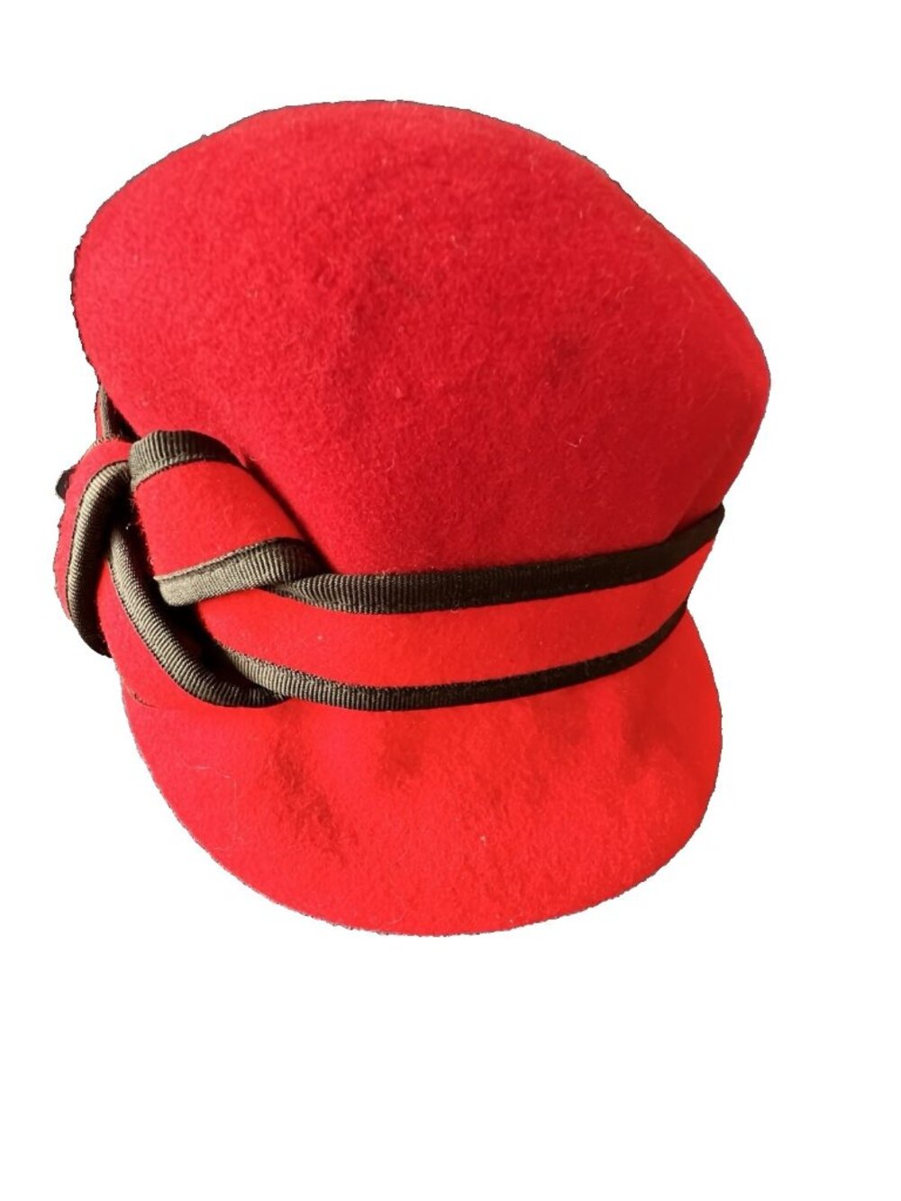 Red Felt Cloche Hat 100% Wool Made in England MAJOR WEAR U.K. Millnery